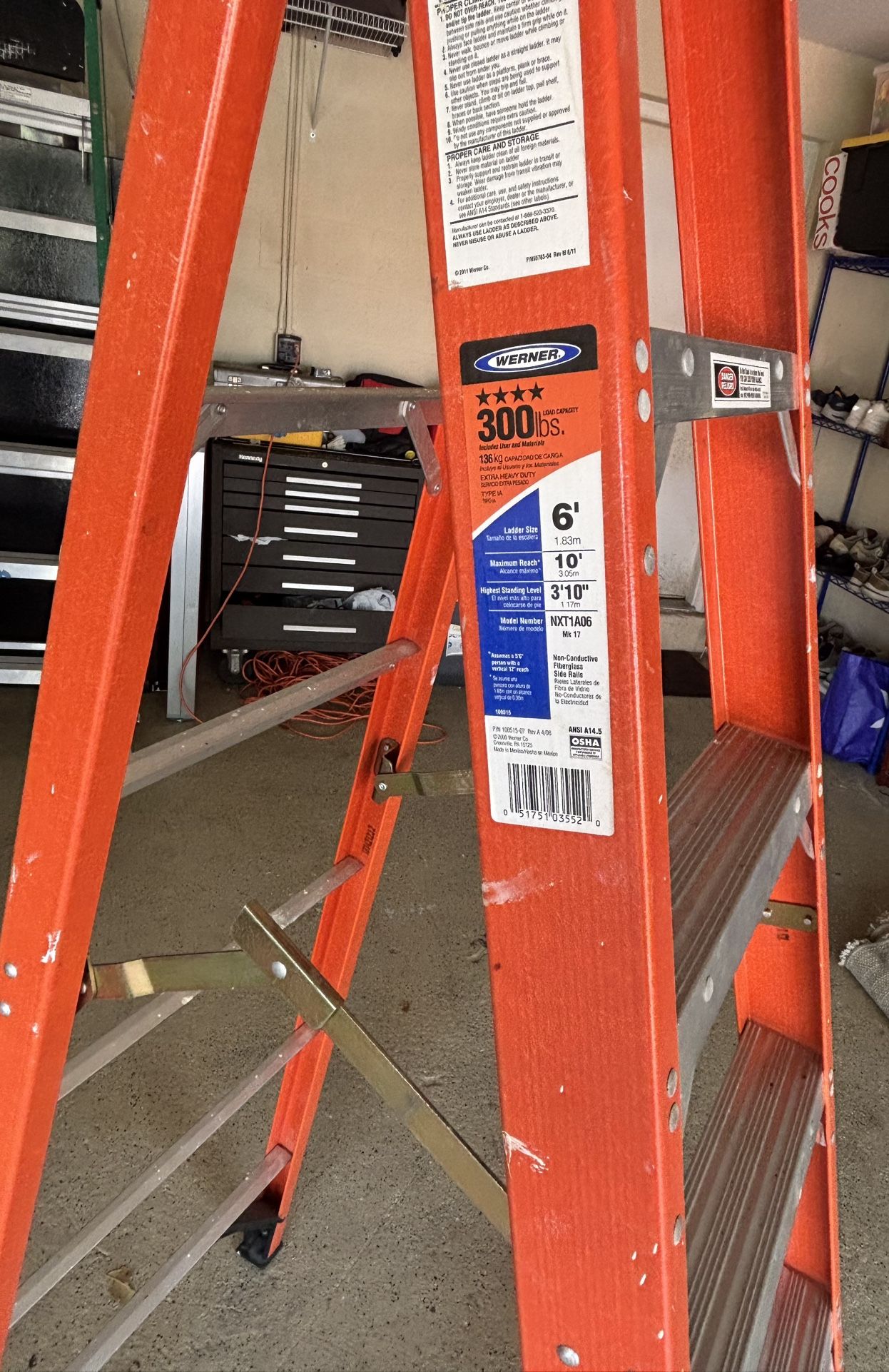 Werner 6 Ft. Fiberglass Step Ladder (10 Ft. Reach Height)