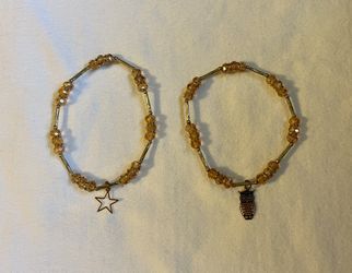 Champagne And Gold Elastic Bracelets