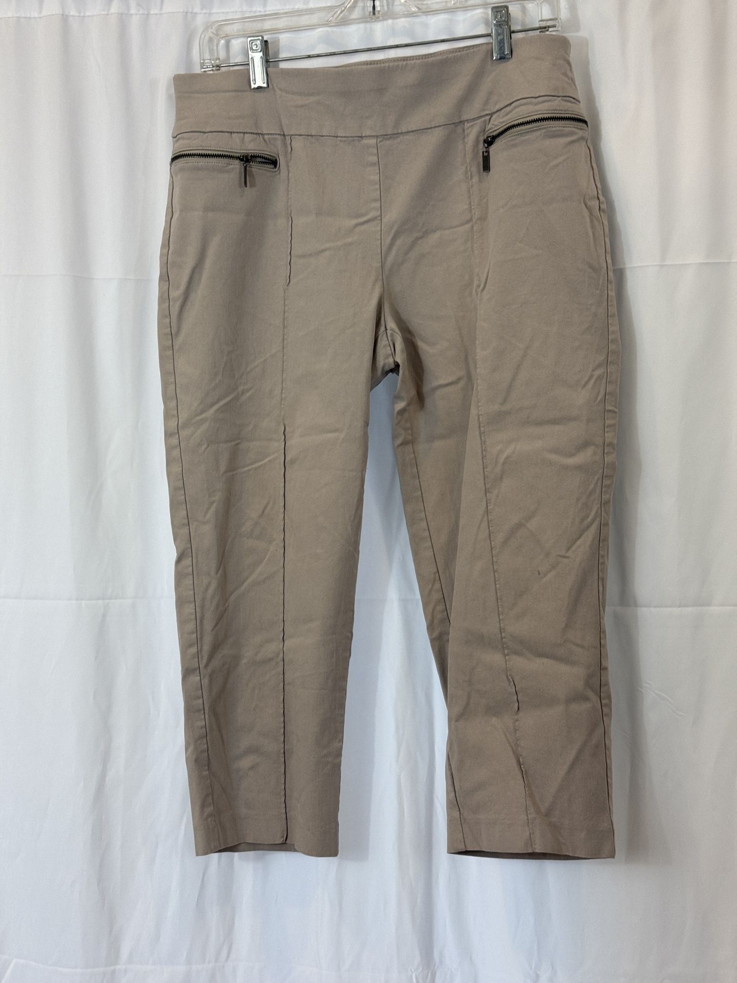 Style & Co Tan Stretch Ankle Zip Pocket Cropped Pants, L