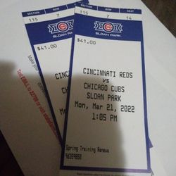 Reds Vs Cubs:. Section 115 Row 7.  2 Seats Between The First Base Bag.