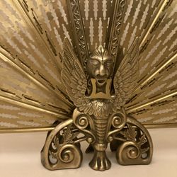 Antique Brass Peacock Fire Place Screen 