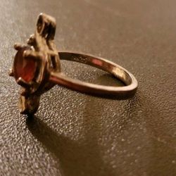 VINTAGE STAMPED SILVER RED PINK GEM STONE GEMSTONE INFINITY LOOP SIZE 7