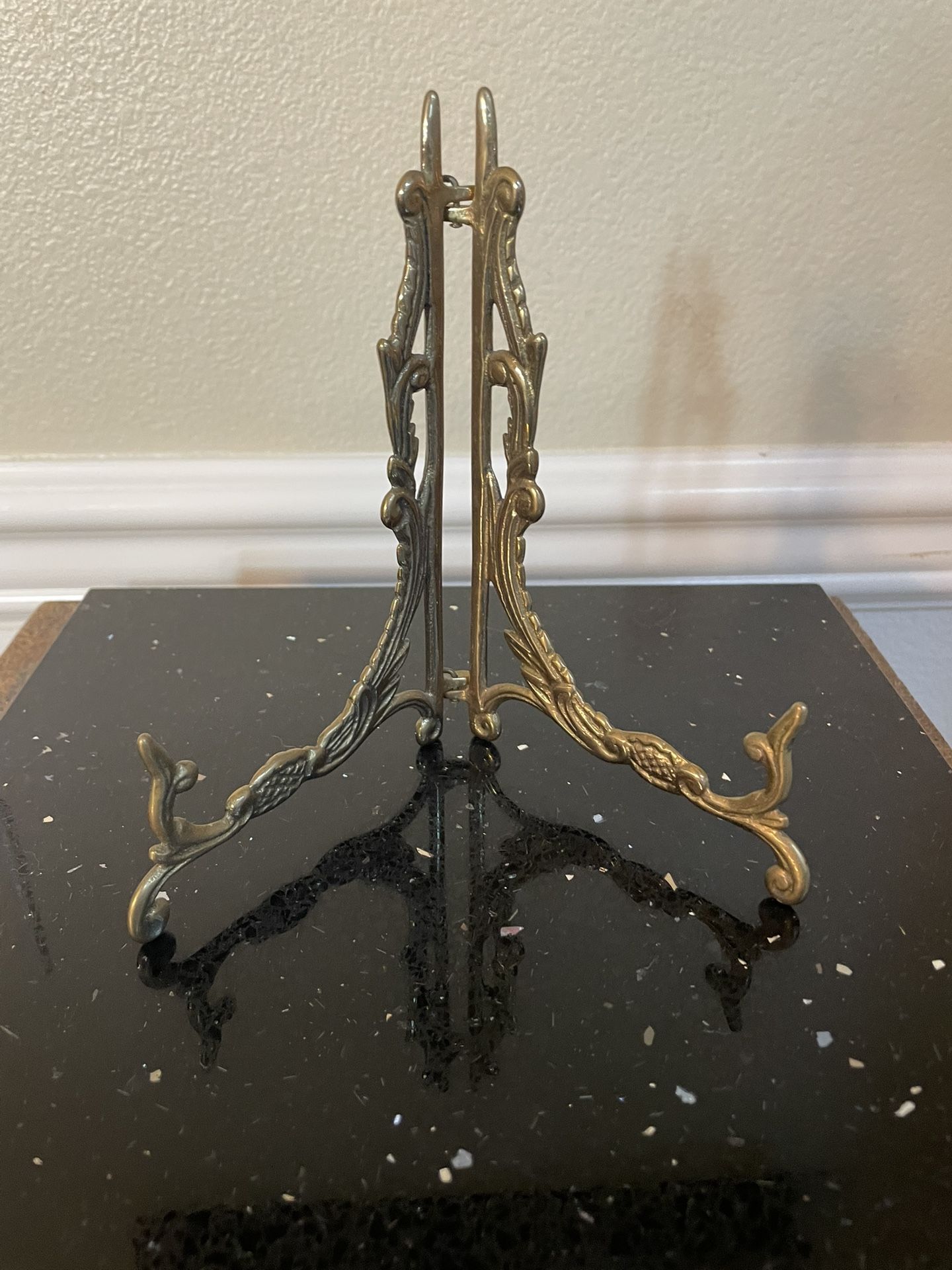 Vintage Solid Brass Easel Plate or Picture Holder 6”