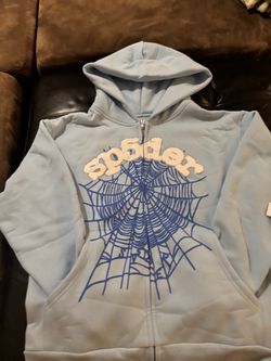Sky blue sp5der zip up hoodie