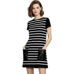 Zara Zebra Stripe Knit Dress – Size Medium – Vegan Leather Pocket Detail