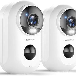 ZUMIMALL Security Cameras Wireless Outdoor, 2 Packs, 2K Cameras for Home Security, Outdoor/Indoor Camera Battery Powered, 2.4G WiFi, Magnetic Mount,3M