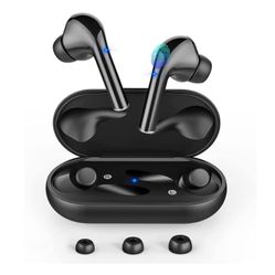 True Wireless Earbuds with Noise Cancelling, Bluetooth Headphones for iPhone Android, HD in-Ear Stereo Earphones Headset with Mic Touch Control for Sp