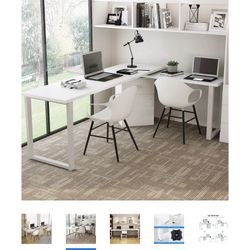 (NEW) TribeSigns Rotating L-Shaped 55 Inches Modern Corner Computer Desk Large Study Executive Office Desk Writing Table with Storage File Cabinet for