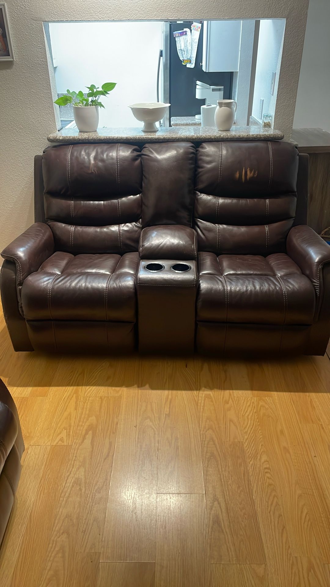 Leather Reclining Sofa Set