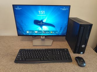 HP Intel I7 Desktop Computer + Monitor + Printer - Complete Home Office Setup