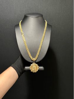 14K Gold filled chino link chain with a Double sided Jesus & Virgin Mary Pendant