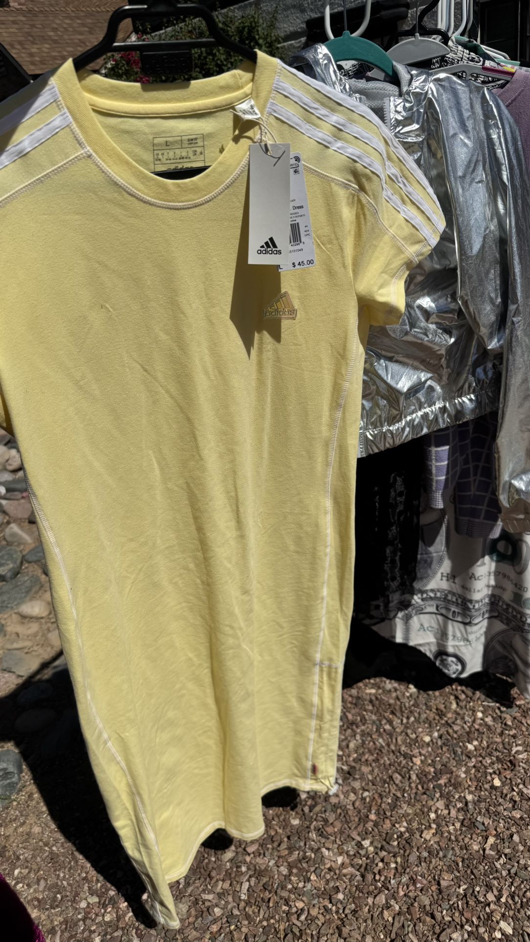 Yellow Women’s Adidas Midi Bodycon Dress- Size Large 