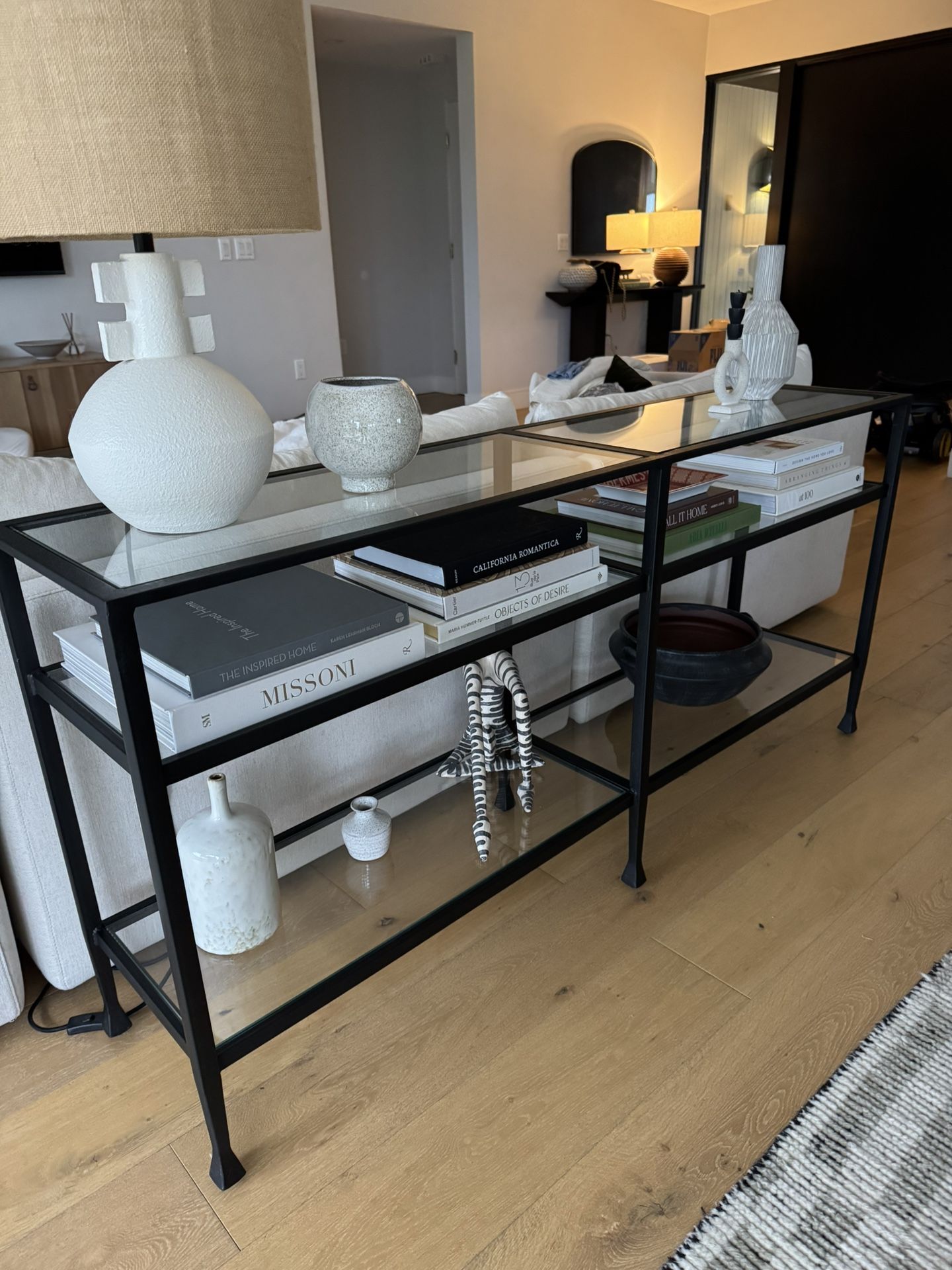 Pottery Barn Glass Console Table