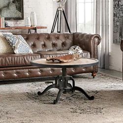 Brand New In Box/ Round Wood Coffee Table with Adjustable Height