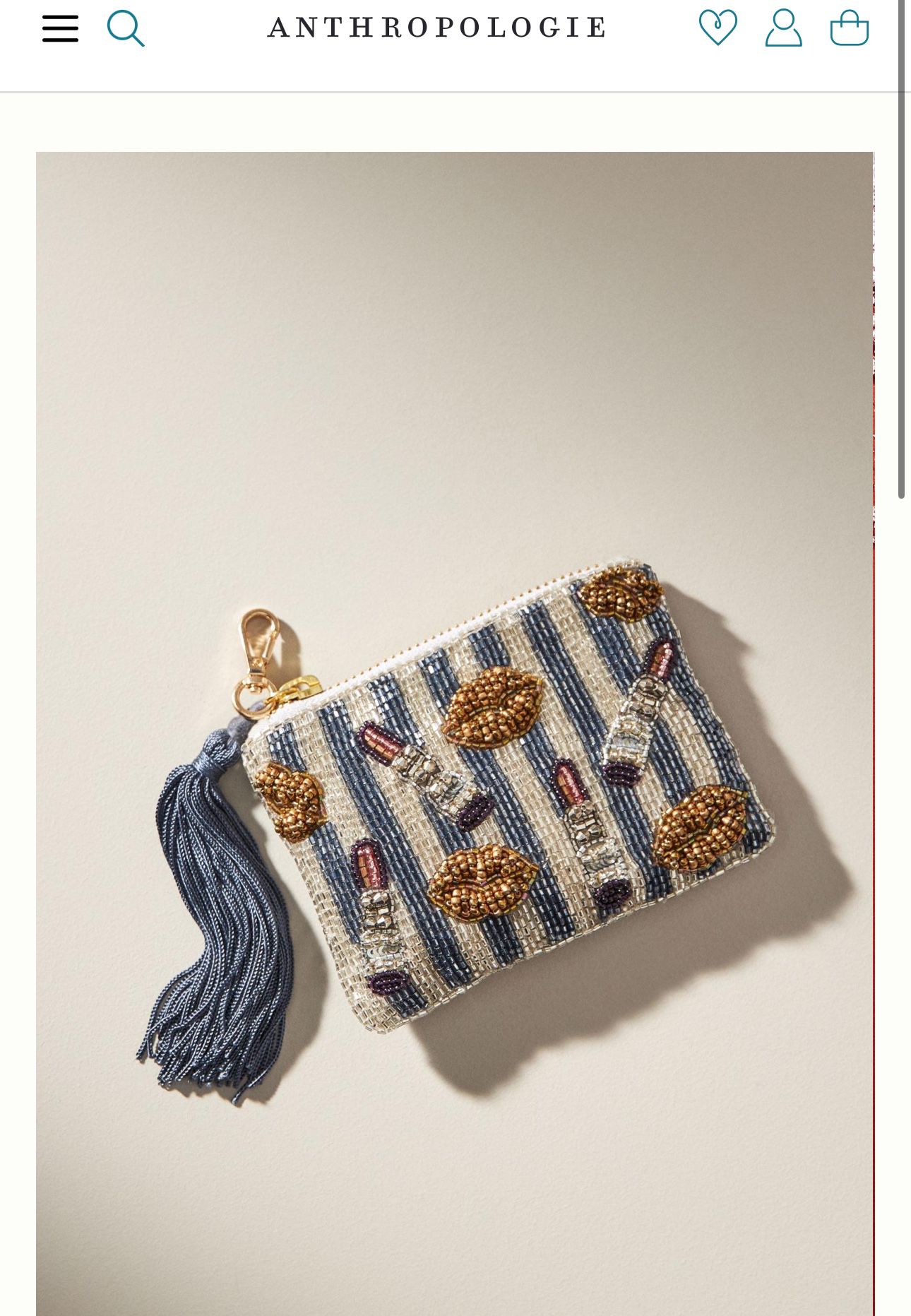 Anthropologie Beaded Coin Purse Cosmetics
