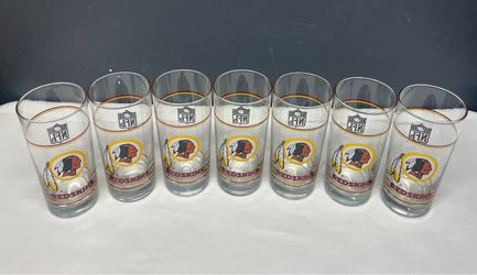 Vintage Washington Redskins Mobil NFL 16 oz Drinking Glasses Tumblers Set of 7