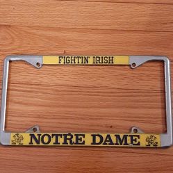 1980's Fightin' Irish license plate holder.