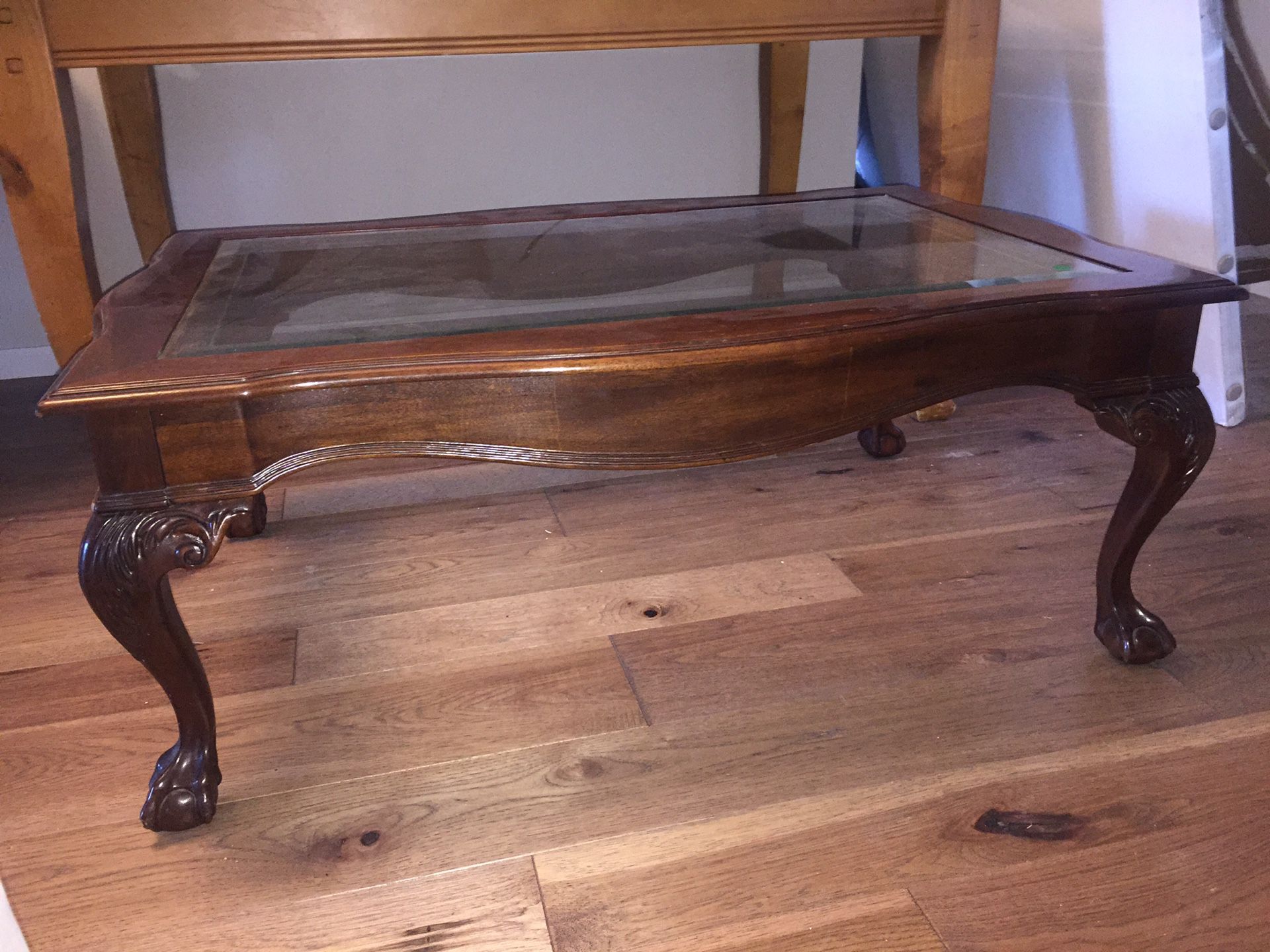 Coffee Table with Glass Top Wood
