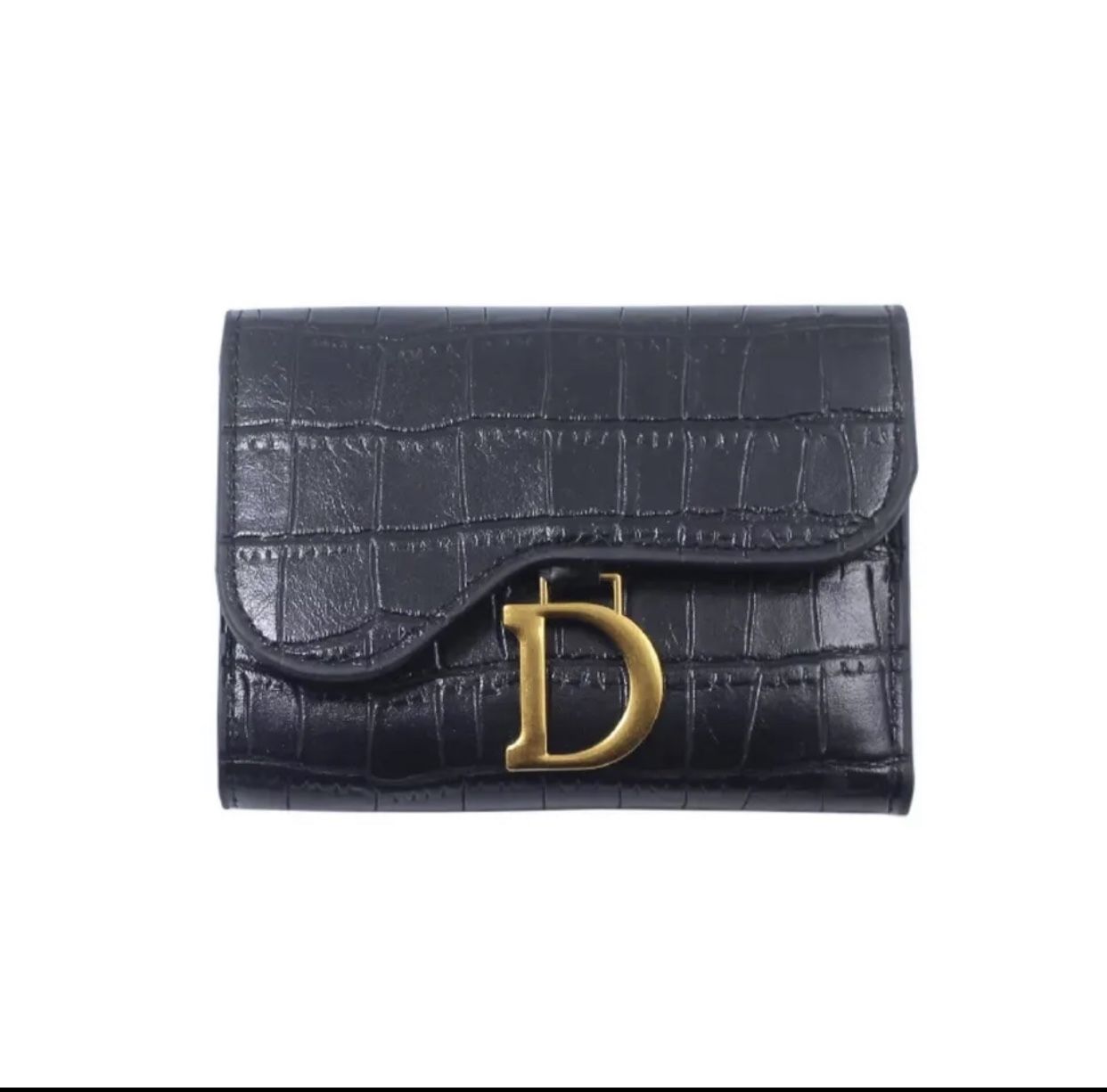 Women Small Wallet Letter Wallet Multi-Card Holder (Black) (D) Dior Dupe