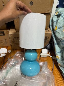 Small Ceramic Table Lamp with White Shade