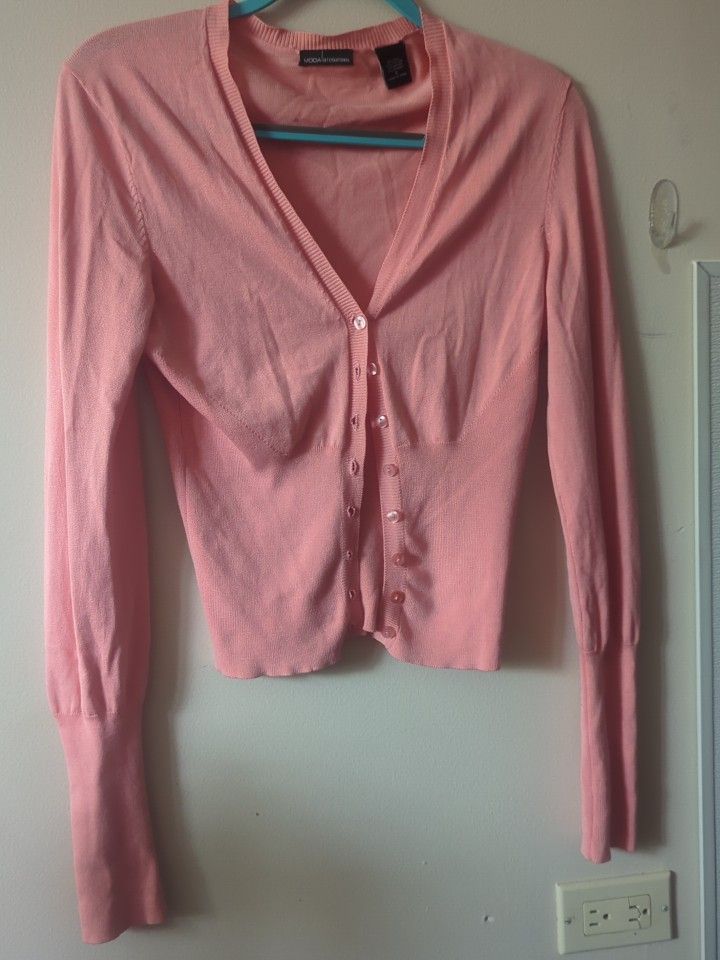 MODA INTERNATIONAL sz 2 - Skirt Set Peach/Pink Cardigan and Lined. S