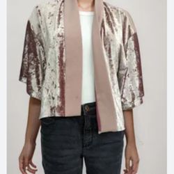 ZARA ⚜️💖⚜️ Velvet Kimono Sleeve Cardigan Cropped Crop Top Shimmery Luxury Feel