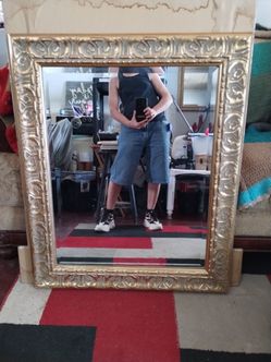 Vintage wood frame mirror