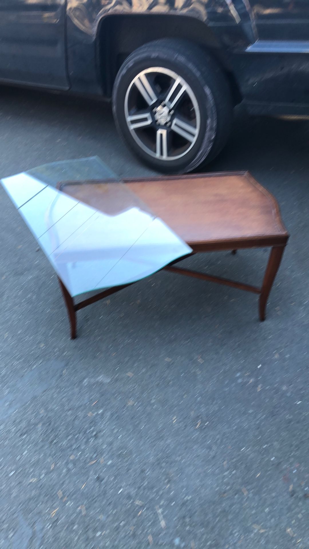 Mid century coffee table USA solid wood glass