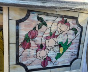Stained glass  hummingbird framed art