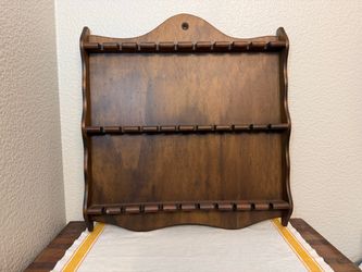 Vintage Wood 36 notched Slots Spoon Display Wall Hanging Shelf Cornwell -3 tier