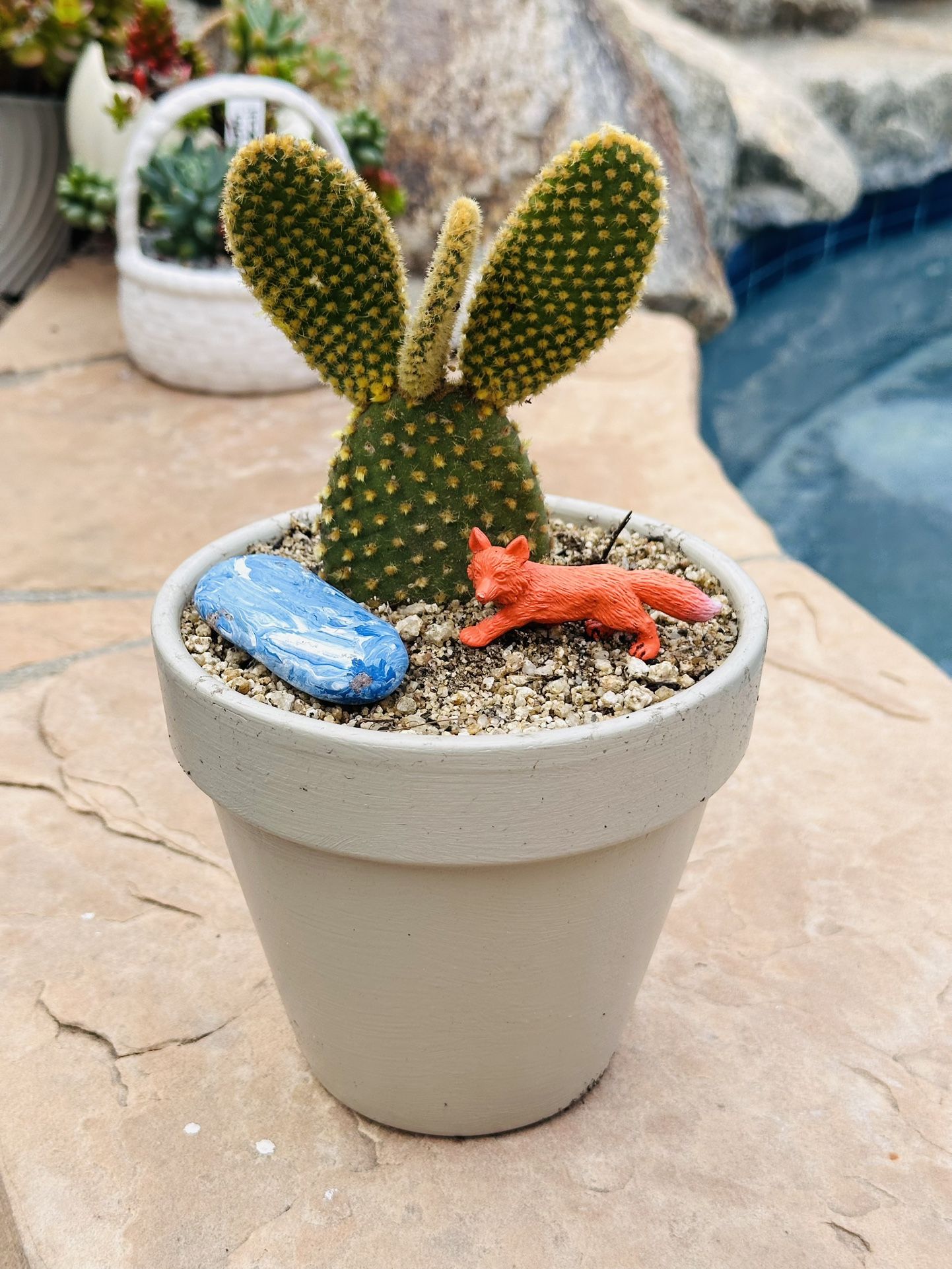 Ceramic Pot Of Cactus Bunny
