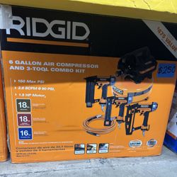 6 Gal. Portable Electric Pancake Air Compressor w/ 18GA Brad Nailer, 16GA Straight Finish Nailer