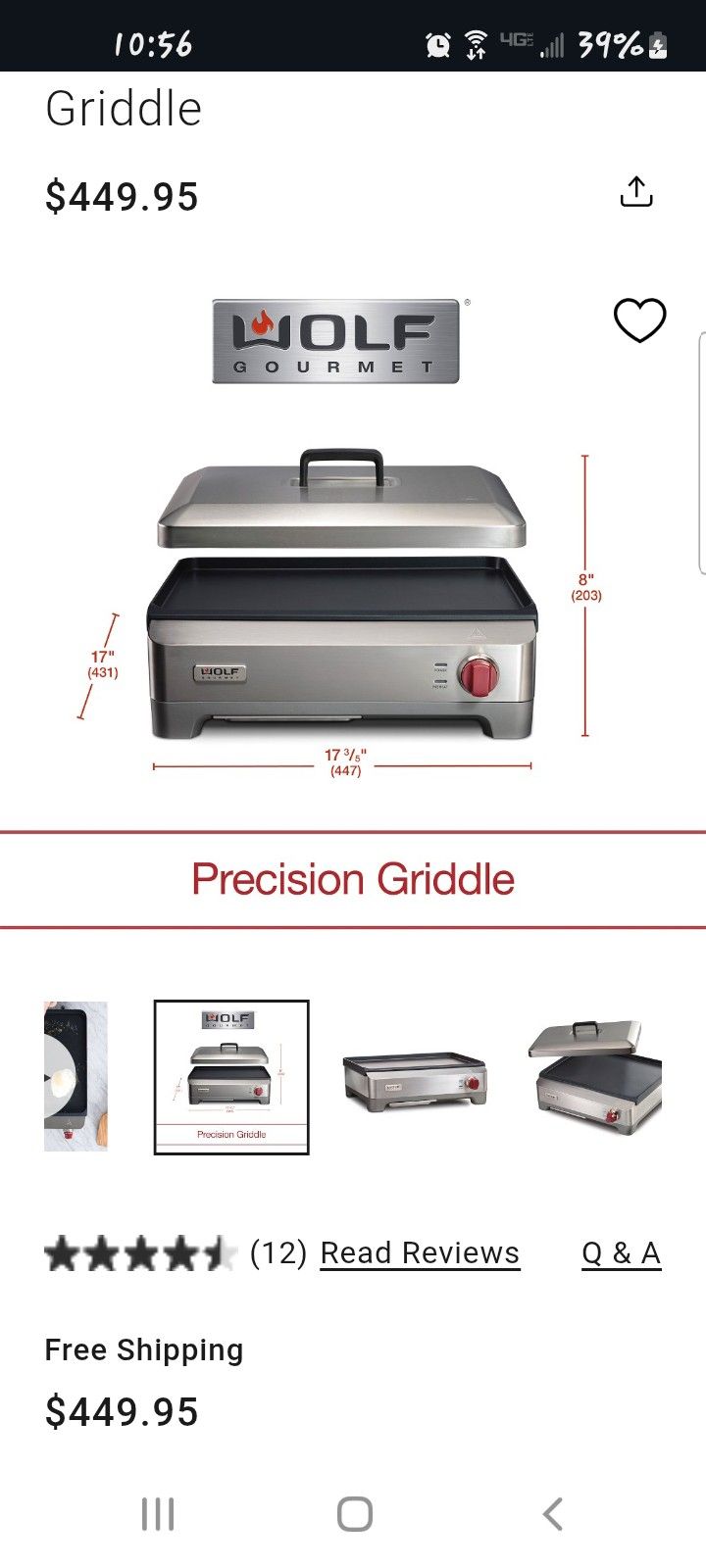 Wolf Tabletop Electric Griddle