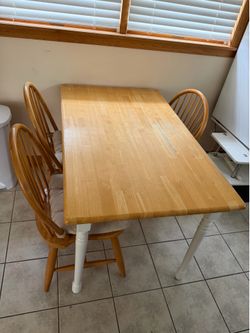 Solid Wood Farmhouse Kitchen Table Set with 3 Chairs – 48” Dining Table