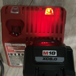 Milwaukee M18 6.0 AH High Output Battery with Charger