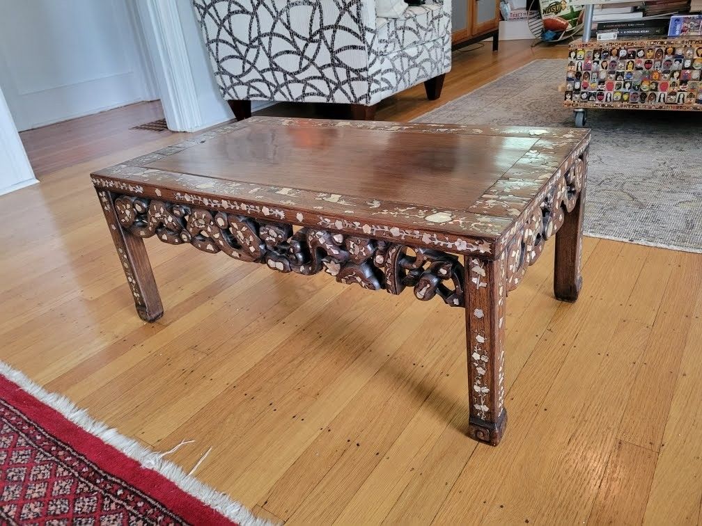 Mid Century Chinese Mother of Pearl Inlay Opium Table or Coffee
