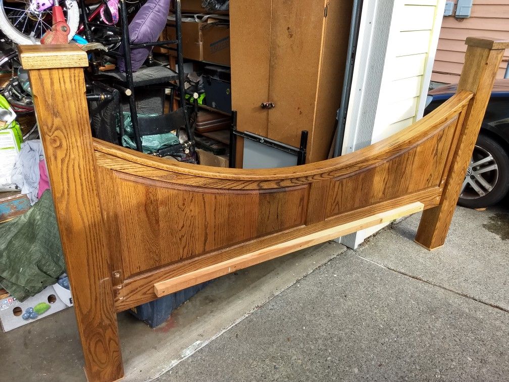 solid oak headboard,footboard and siderails for Sale in Seattle, WA OfferUp