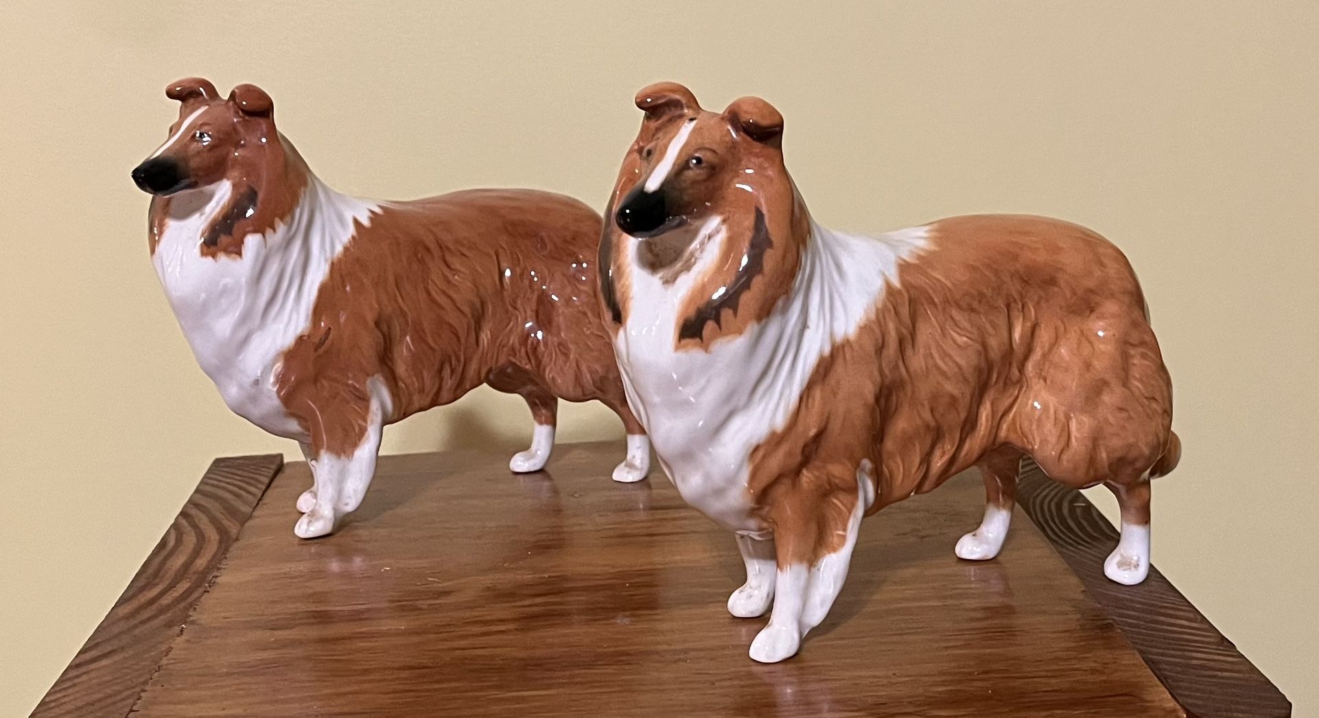 Pair of VTG Beswick Porcelain Rough Collie Dogs Champion Lochinvar of Lady Park