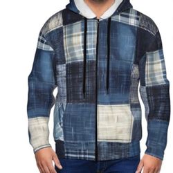 Blue Flanneled Hoodie New
