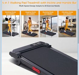 4-in-1 Walking Pad Treadmill with Incline & Handlebar