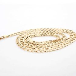 Mens 14K Yellow Gold Cuban Link Chain Necklace 24.75 Inches  #23017B