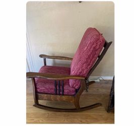 Vintage Wood Rocking Chair With Cushions