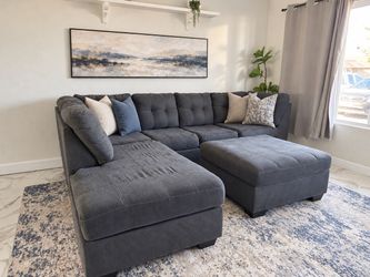 Gray sectional sofa couch sala ottoman matress bed