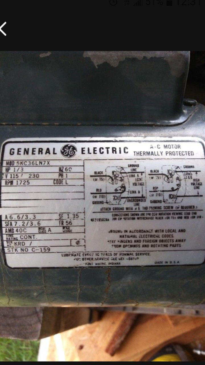 GE A-C Motor 1/3hp