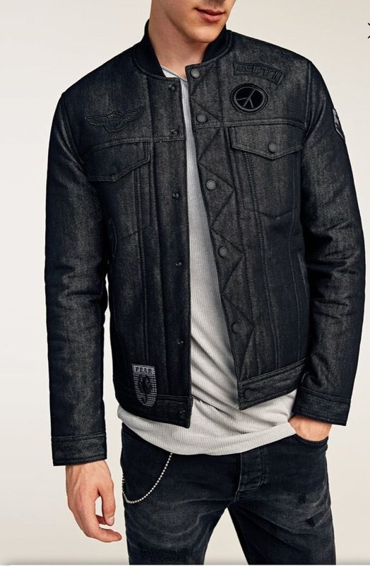 ZARA MAN NEO PUNK DENIM JACKET DARk size : XL