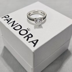 Silver heart diamond women's engagement ring Gift Size 5 Or 6