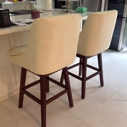Set Of 2 Off White Bar Stool / Chairs