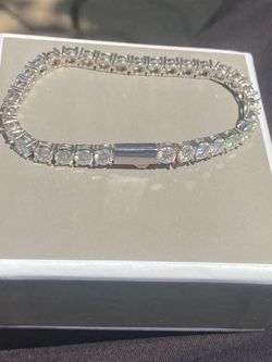 925 Silver Crystal Tennis Bracelet moisanite