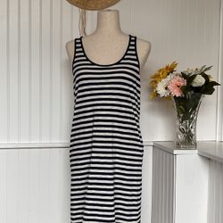 Summer Twist Back Blue & White Striped Dress