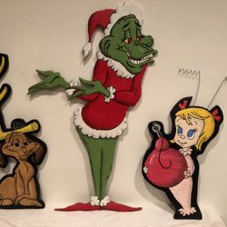 THE GRINCH, MAX & CINDY LOU WHO CHRISTMAS LAWN ART SET